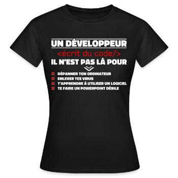 Un Développeur Écrit du Code Cadeau - T-shirt Femme - noir - Devant - AI Model Female 172 dark (172cm)