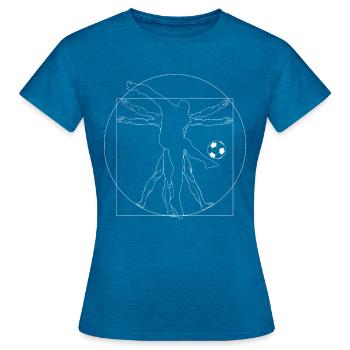 Football Man - Women's T-Shirt - antique blue sapphire heather - Front - AI Model Female 172 dark (172cm)