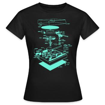 Rétro Old school Phonographe Illustration - T-shirt Femme - noir - Devant - AI Model Female 172 dark (172cm)