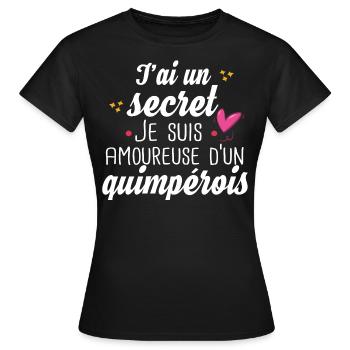 Quimpérois Quimper Femme Amoureuse Cadeau Humour - T-shirt Femme - noir - Devant - AI Model Female 172 dark (172cm)