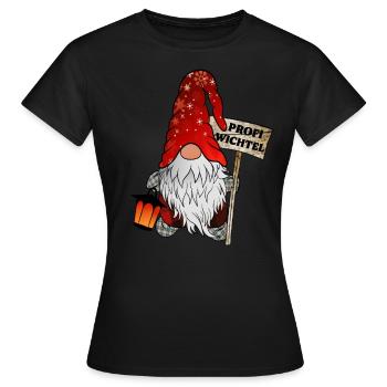Professional Gnome – The Professional Christmas Gnome - Women's T-Shirt - black - Front - AI Model Female 172 dark (172cm)