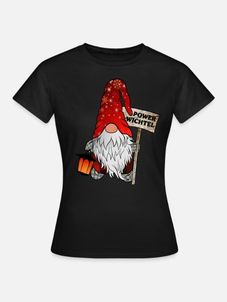 Power Wichtel Weihnachtsgnom - Frauen T-Shirt - Schwarz