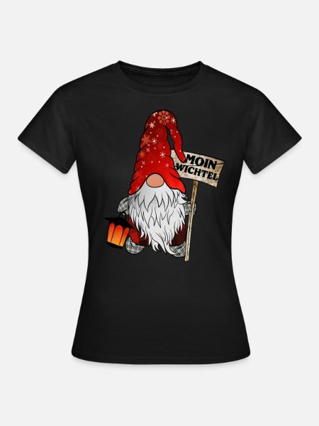 Moin Wichtel – 0Norddeutscher Weihnachtsgnom - Frauen T-Shirt - Schwarz