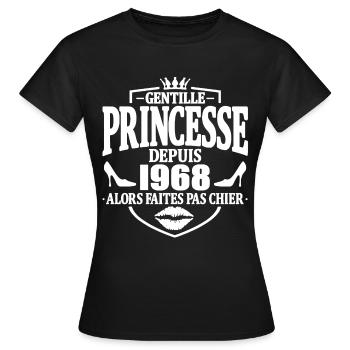 Princesse depuis 1968 - T-shirt Femme - noir - Devant - AI Model Female 172 dark (172cm)
