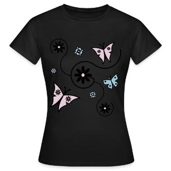 Schmetterling Frühling - Frauen T-Shirt - Schwarz - Vorne - AI Model Female 172 dark (172cm)