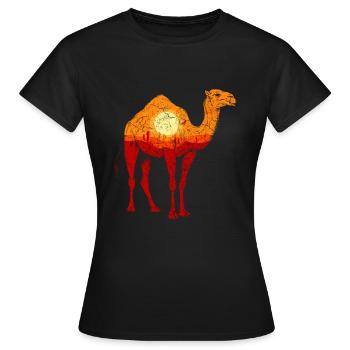 Wüste Kamel Sahara Arabien Savanne Orient Vintage - Frauen T-Shirt - Schwarz - Vorne - AI Model Female 172 dark (172cm)