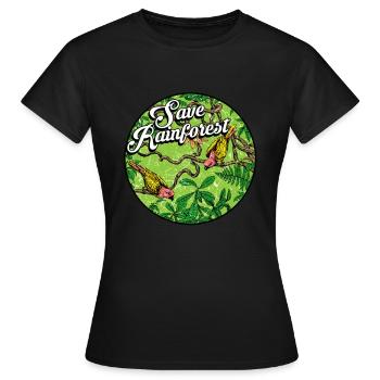 Forêt tropicale tropicale protection de l'environnement oiseaux jungle - T-shirt Femme - noir - Devant - AI Model Female 172 dark (172cm)