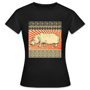 Flusspferd Nilpferd Hippo - Frauen T-Shirt - Schwarz - Vorne - AI Model Female 172 dark (172cm)