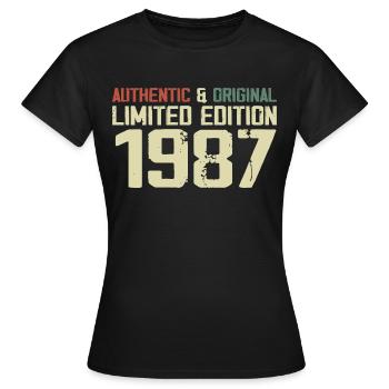 1987 Geburtstagsgeschenk 1987 Jahrgang 1987 Retro - Frauen T-Shirt - Schwarz - Vorne - AI Model Female 172 dark (172cm)