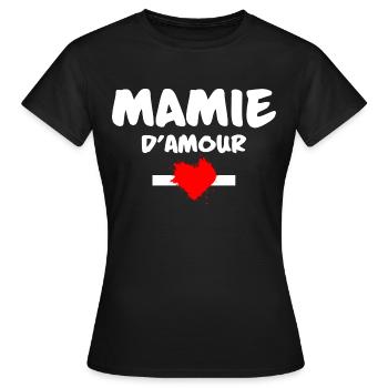 Mamie d'Amour Fête des Grand Mère Mamie Mignonne - T-shirt Femme - noir - Devant - AI Model Female 172 dark (172cm)