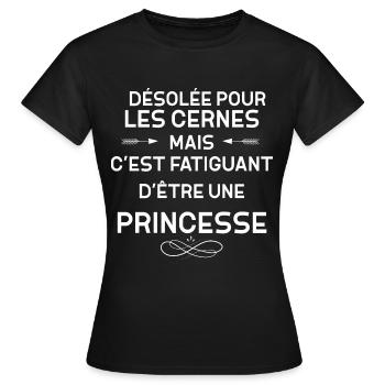 Princesse Fatigué Ma Vie De Luxe M'épuise Humour - T-shirt Femme - noir - Devant - AI Model Female 172 dark (172cm)