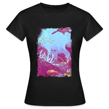 poisson marin sous l'eau corail - T-shirt Femme - noir - Devant - AI Model Female 172 dark (172cm)