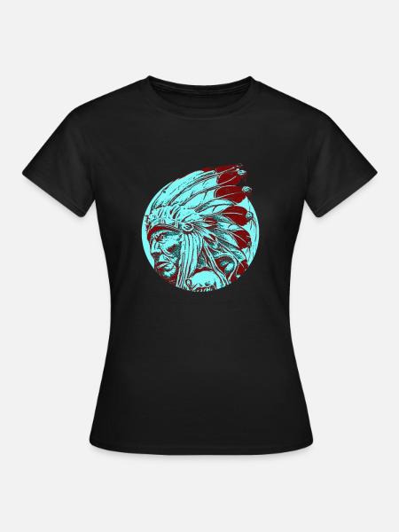 Indiens Indigènes Plumes native Chef - T-shirt Femme - noir