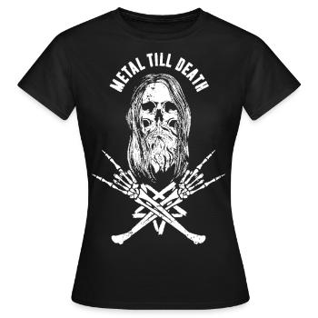 Rock Heavy Metal Till Death - Bearded Skull Metalh - Frauen T-Shirt - Schwarz - Vorne - AI Model Female 172 dark (172cm)