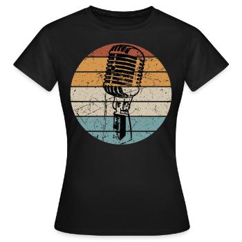 Mikrophon Microphone Vintage Musik Sänger Sängerin - Frauen T-Shirt - Schwarz - Vorne - AI Model Female 172 dark (172cm)