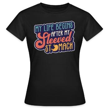 Adipositasmanschette Magenverkleinerung Abnehmen - Frauen T-Shirt - Schwarz - Vorne - AI Model Female 172 dark (172cm)