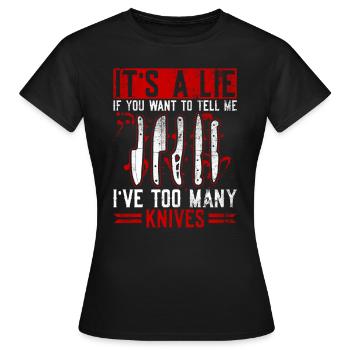 Messer Sammeln Messer Sammler Messer Sammlung - Frauen T-Shirt - Schwarz - Vorne - AI Model Female 172 dark (172cm)