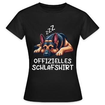 Offizielles Schlafshirt Deutscher Schäferhund Hund - Frauen T-Shirt - Schwarz - Vorne - AI Model Female 172 dark (172cm)