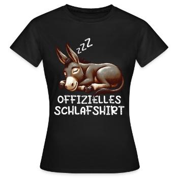 Offizielles Schlafshirt Esel Eselchen Muli mulis - Frauen T-Shirt - Schwarz - Vorne - AI Model Female 172 dark (172cm)