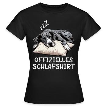 Offizielles Schlafshirt Deutsche Dogge Doggen - Frauen T-Shirt - Schwarz - Vorne - AI Model Female 172 dark (172cm)