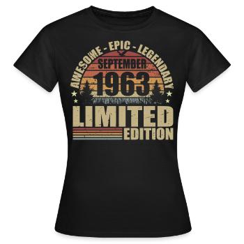 1963 September 1963 Anniversary September 1963 - Women's T-Shirt - black - Front - AI Model Female 172 dark (172cm)