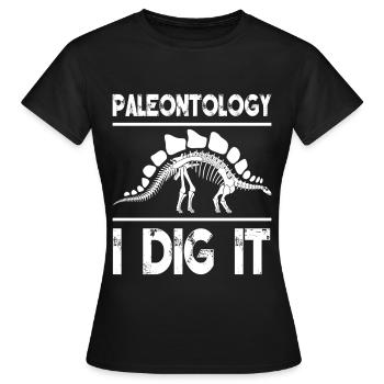 Paléontologie Je creuse La chasse aux fossiles Paléontologie - T-shirt Femme - noir - Devant - AI Model Female 172 dark (172cm)