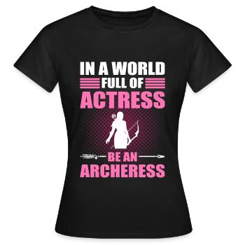 Bogenschiessen Bogenschütze Bogen Pfeil Bogenschüt - Frauen T-Shirt - Schwarz - Vorne - AI Model Female 172 dark (172cm)