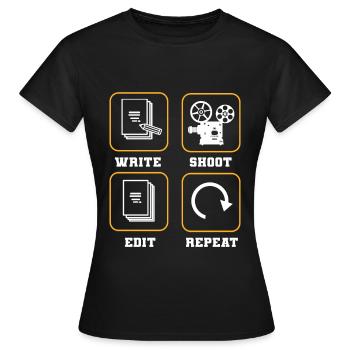 Write Shoot Edit Repeat Filmmaker Director - Women's T-Shirt - black - Front - AI Model Female 172 dark (172cm)