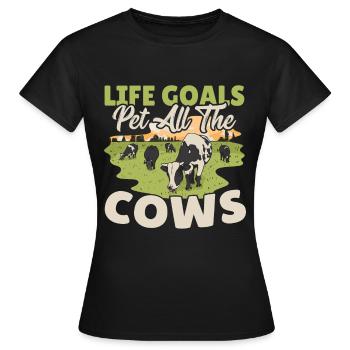 Kuh Kühe Muh Euter Milchkuh Farm Kuh Schädel Bäuer - Frauen T-Shirt - Schwarz - Vorne - AI Model Female 172 dark (172cm)
