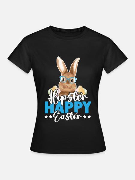 Hipster Happy Easter - Frauen T-Shirt - Schwarz