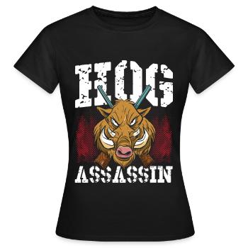 Hog Assassin Hog Hunting Wild Boar Hunter - Women's T-Shirt - black - Front - AI Model Female 172 dark (172cm)