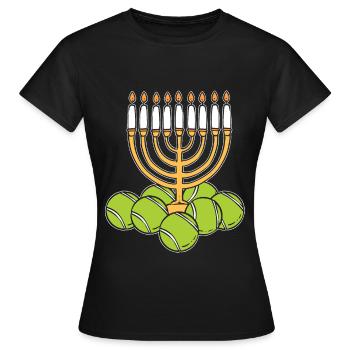 Hanoukka Tennis Menorah Candles juives - T-shirt Femme - noir - Devant - AI Model Female 172 dark (172cm)