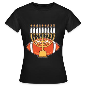 Hanoukka Football américain Menorah juive Bougies - T-shirt Femme - noir - Devant - AI Model Female 172 dark (172cm)