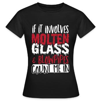 Soufflage de verre Soufflage de verre Soufflage de verre Travail du verre - T-shirt Femme - noir - Devant - AI Model Female 172 dark (172cm)