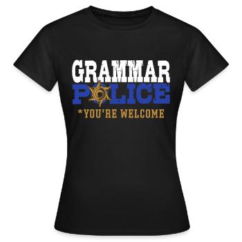 Grammatik-Polizei Rechntschreibung - Frauen T-Shirt - Schwarz - Vorne - AI Model Female 172 dark (172cm)