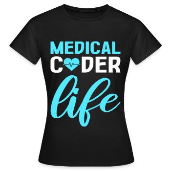 Codeur médical Vie Codeur clinique Codeur médical - T-shirt Femme - noir - Devant - AI Model Female 172 dark (172cm)