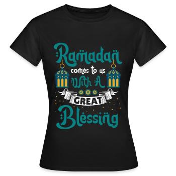 Ramadan Ramadan Mubarak islamisch muslimischer - Frauen T-Shirt - Schwarz - Vorne - AI Model Female 172 dark (172cm)