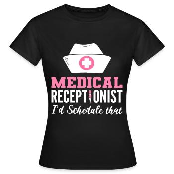 Réceptionniste médicale Réception médicale - T-shirt Femme - noir - Devant - AI Model Female 172 dark (172cm)