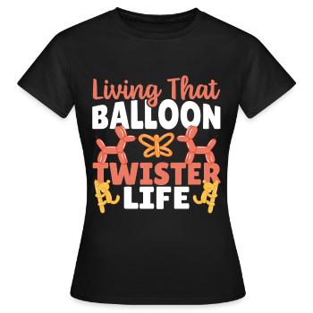 La vie d’un artiste de ballons Balloon Twisters - T-shirt Femme - noir - Devant - AI Model Female 172 dark (172cm)