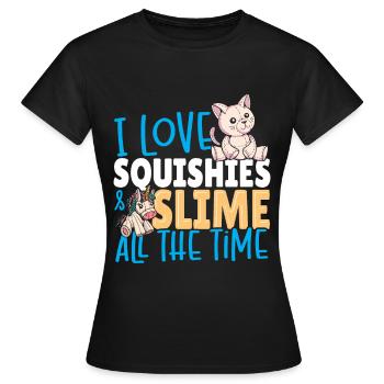 Ich liebe Squishies und Schleim die ganze Zeit - Frauen T-Shirt - Schwarz - Vorne - AI Model Female 172 dark (172cm)