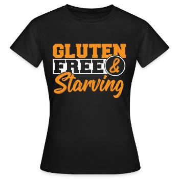 Sans gluten et affamé. Sans gluten - T-shirt Femme - noir - Devant - AI Model Female 172 dark (172cm)