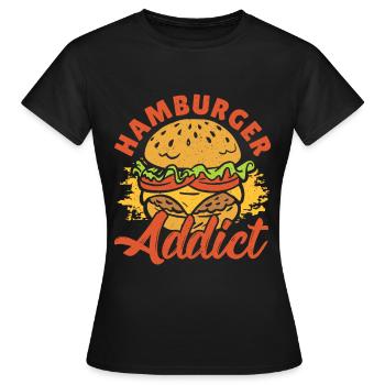 Hamburger Addict Hamburger Fast Food Lover - T-shirt Femme - noir - Devant - AI Model Female 172 dark (172cm)