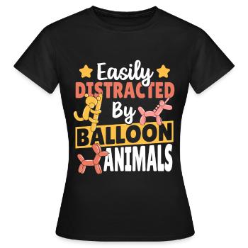 Facilement distrait par les animaux ballons Balloon Twister - T-shirt Femme - noir - Devant - AI Model Female 172 dark (172cm)