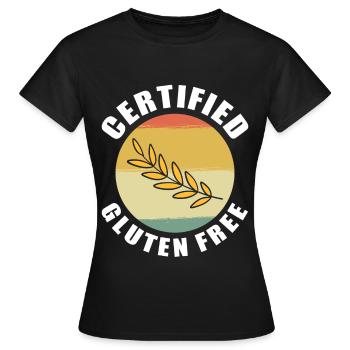 Zertifiziert glutenfrei - Frauen T-Shirt - Schwarz - Vorne - AI Model Female 172 dark (172cm)