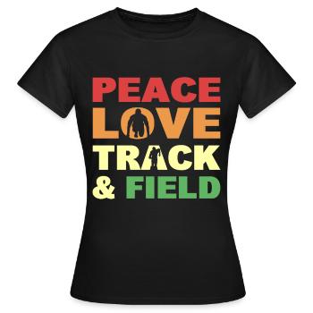 Paix Amour Athlétisme Athlétisme - T-shirt Femme - noir - Devant - AI Model Female 172 dark (172cm)