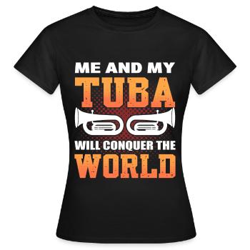 Moi et mon tuba allons conquérir le joueur de tuba mondial - T-shirt Femme - noir - Devant - AI Model Female 172 dark (172cm)