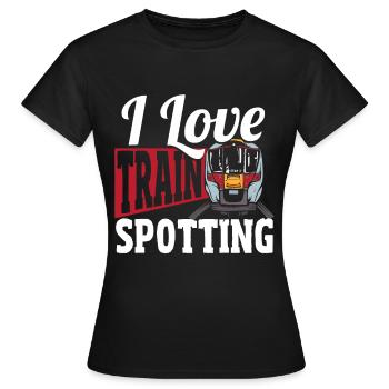 Trainspotter Train Spotting I Love Train Spotting - Women's T-Shirt - black - Front - AI Model Female 172 dark (172cm)