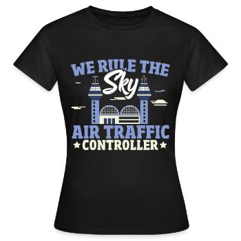 Tour de contrôle piste avion contrôleur de la circulation aérienne costume - T-shirt Femme - noir - Devant - AI Model Female 172 dark (172cm)