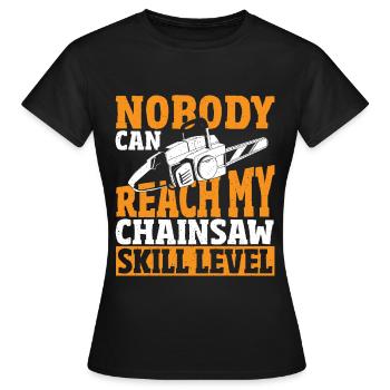 Woodworking Powered Saw Chain Saw - Women's T-Shirt - black - Front - AI Model Female 172 dark (172cm)