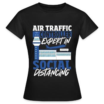 Radar Avion Aéroport Contrôleur De La Circulation Aérienne Uniforme - T-shirt Femme - noir - Devant - AI Model Female 172 dark (172cm)